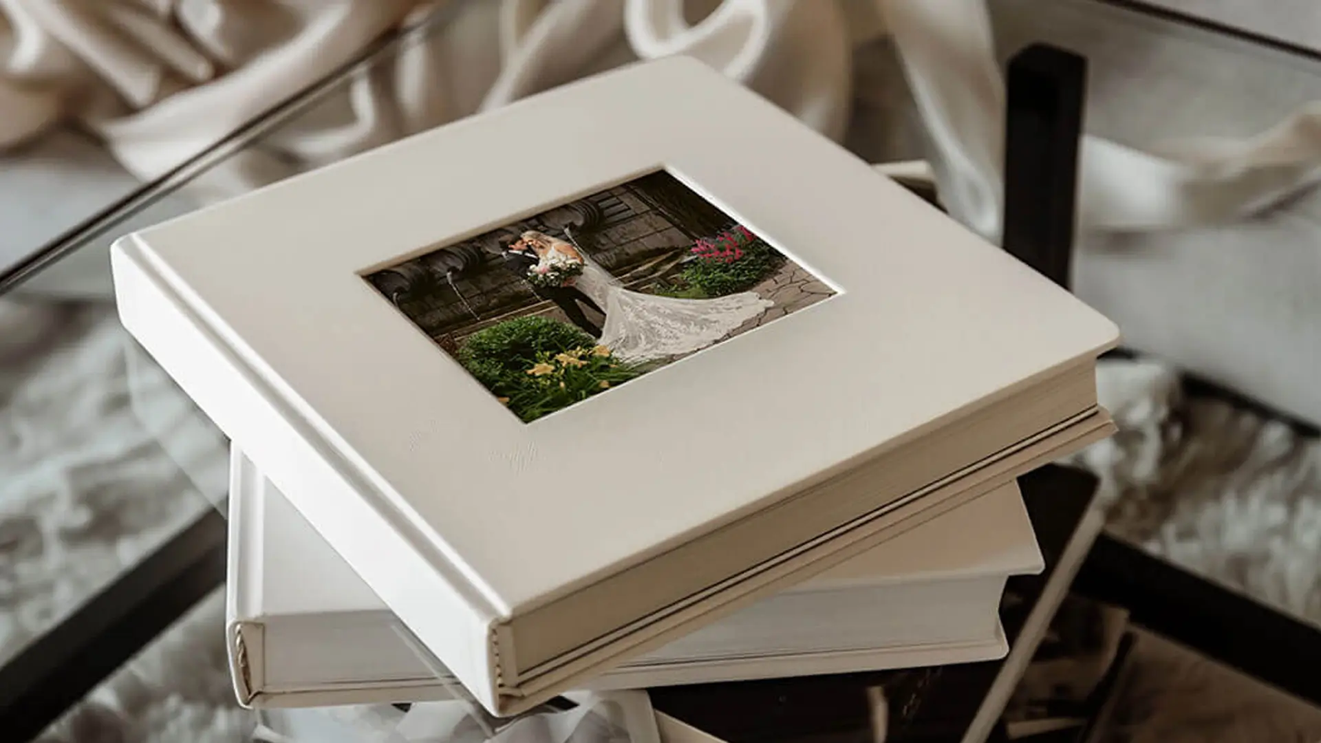 Heirloom Printed Photography Artwork of a beautiful wedding album in white leather