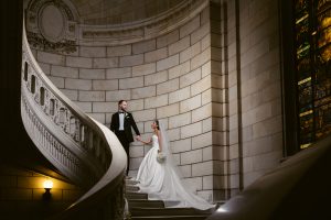 Bride and Groom Photos at Old Cuyahoga Courthouse in Downtown Cleveland Photographed by Kropp Photography
