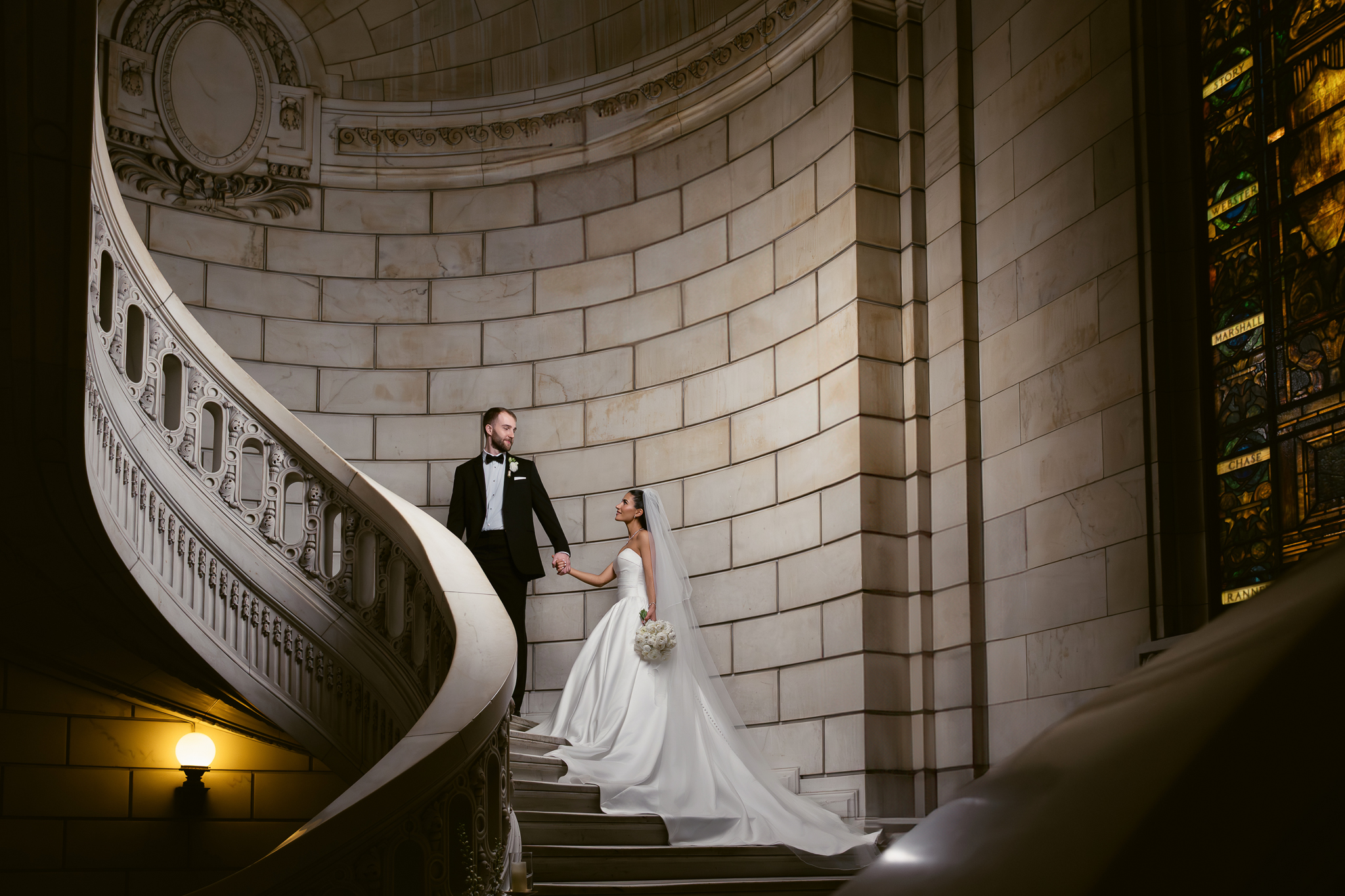 Bride and Groom Photos at Old Cuyahoga Courthouse in Downtown Cleveland Photographed by Kropp Photography